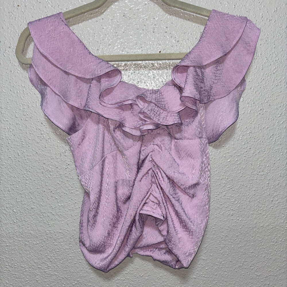 Lilac Ruffle Front-Smocked Women's Blouse